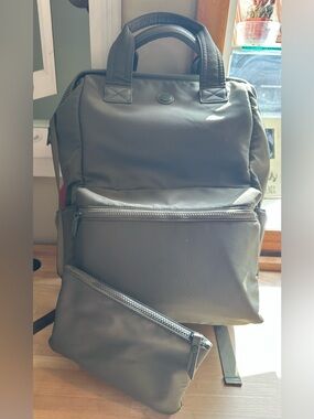 Max Studio- Women’s Olive Green Backpack with Pouch
